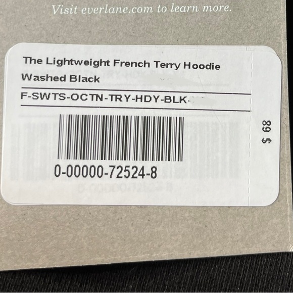 Everlane The Lightweight French Terry Crop Hoodie Sweatshirt Black XSmall Medium - Picture 7 of 8